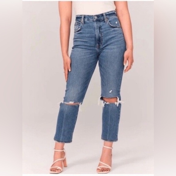 Abercrombie and fitch the ankle straight ultra high rise distressed size 28 or 6 - Picture 1 of 9